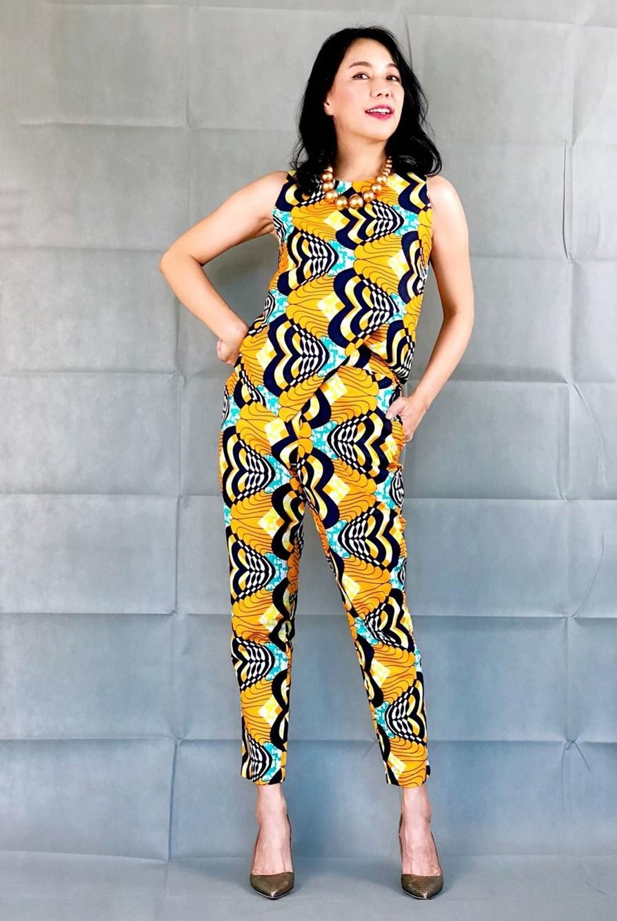 AFRICAN SLEEVELESS BLOUSE WITH TAPERED PANTS