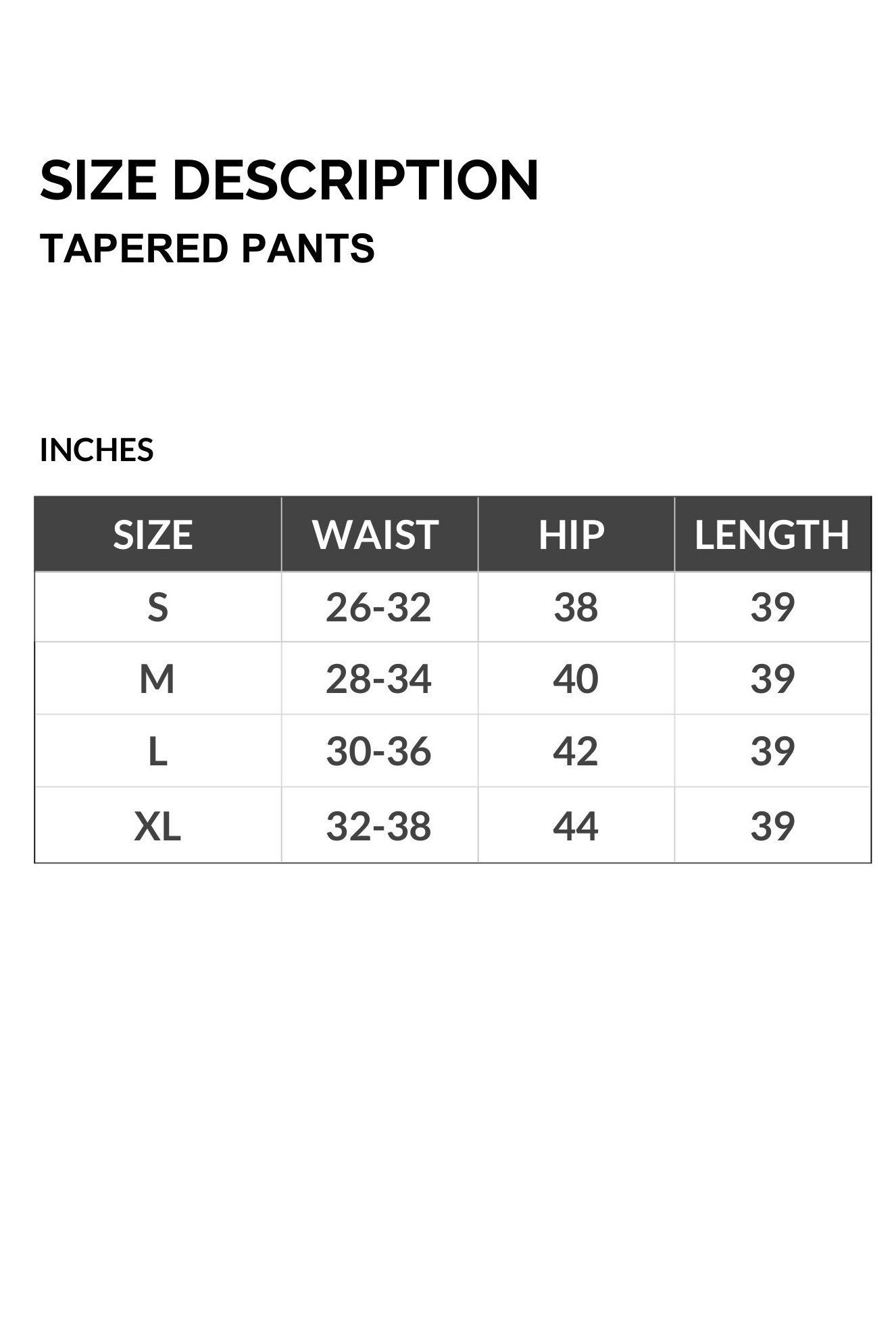 SIZES TAPERED PANTS