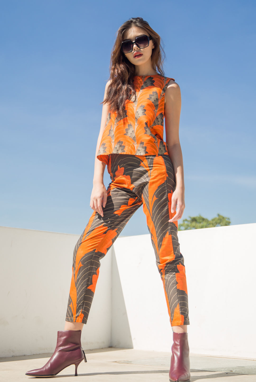 AFRICAN SLEEVELESS BLOUSE WITH HIGH WAIST PANTS