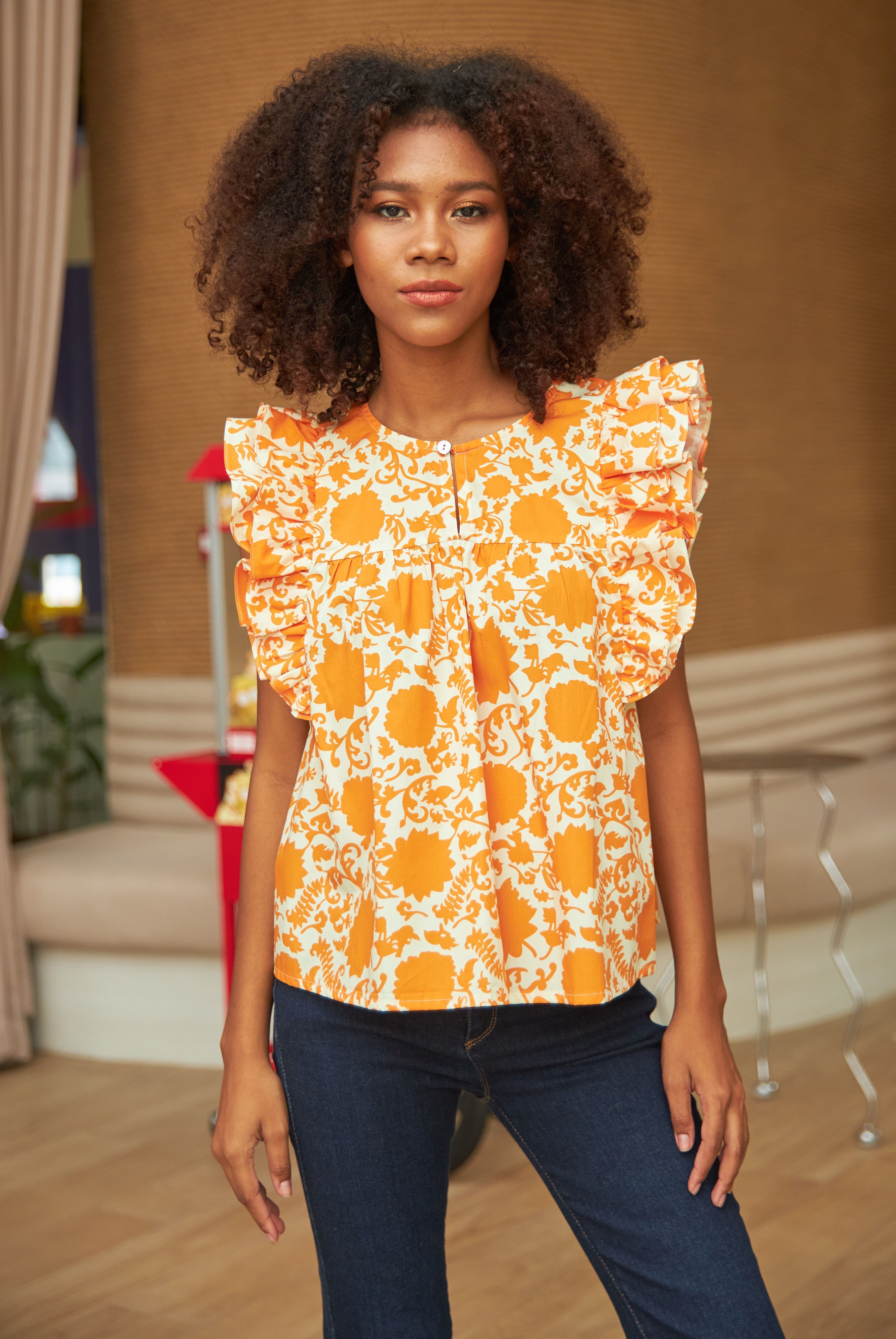 AFRICAN RUFFLED BLOUSE